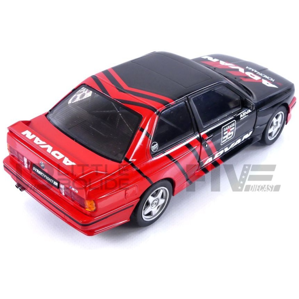 Diecast 1990 BMW E30 M3 Black and Red with Graphics ADVAN Drift