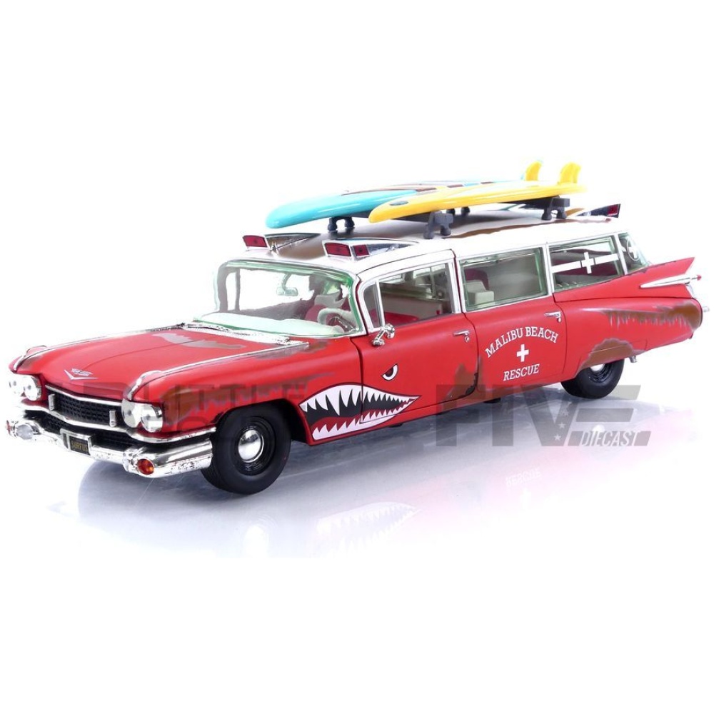 AW312 – AUTO WORLD 1/18 - CADILLAC Eldorado Ambulance Surf Shark