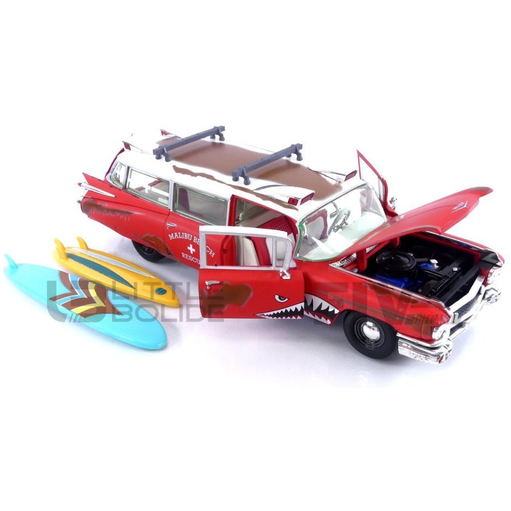 AW312 – AUTO WORLD 1/18 - CADILLAC Eldorado Ambulance Surf Shark