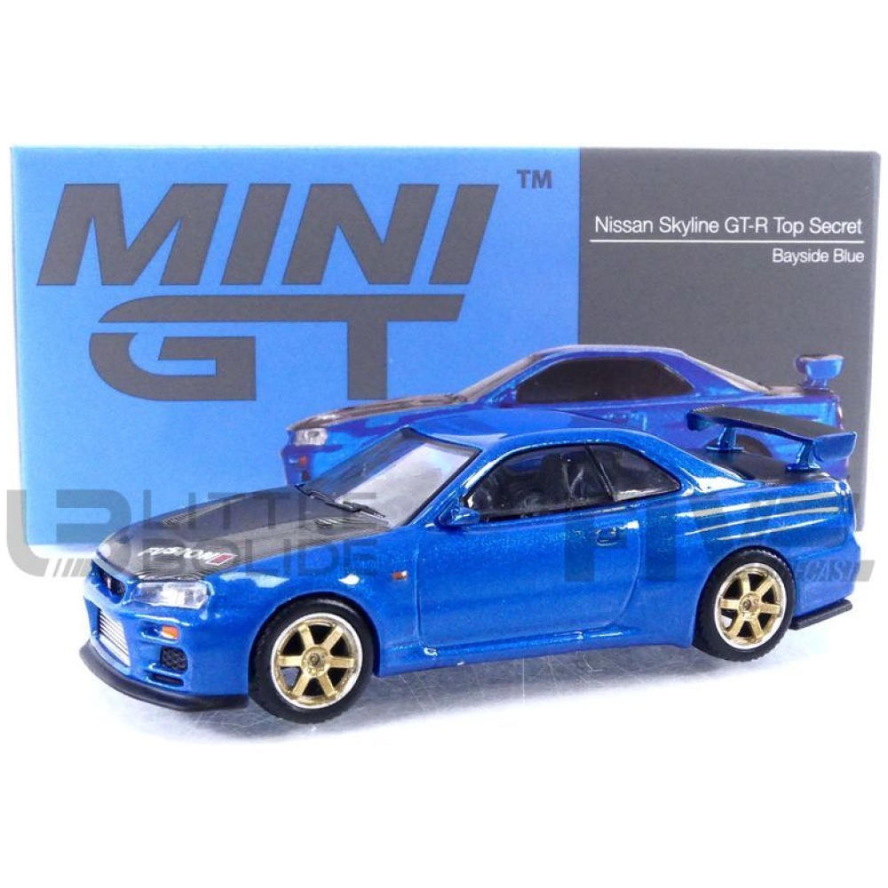 NISSAN SKYLINE GT-R R34 1/64 MINI GT (BAYSIDE BLUE)