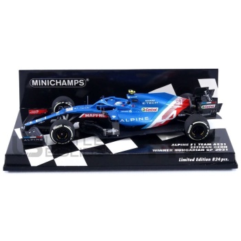 minichamps 43 alpine a521  winner hungary gp 2021 racing cars formula 1