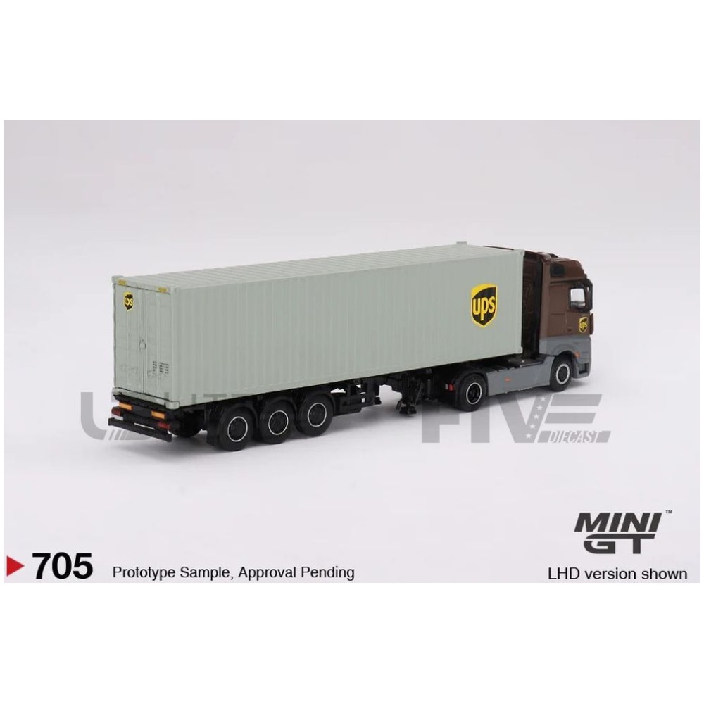 MINI GT 1/64 – MERCEDES-BENZ Actros + 40 Ft Container UPS – 2023 