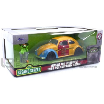 jada toys 24 volkswagen beetle + oscar figure  1959 movie and music