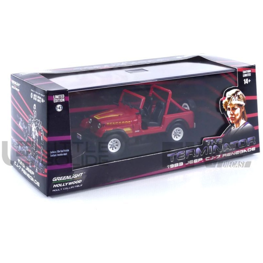 greenlight collectibles 43 jeep cj7 sarrah conner the terminator 1983 movie and music