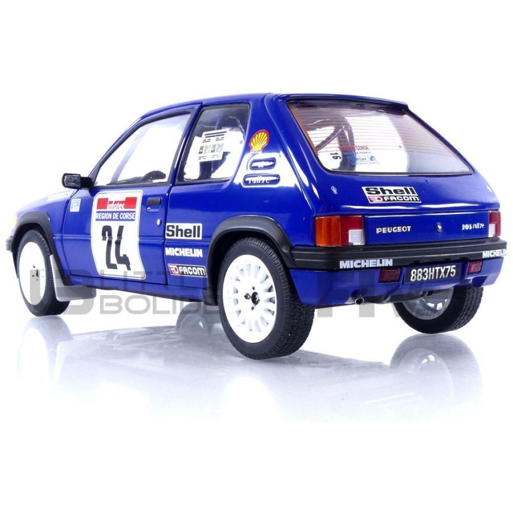 solido 18 peugeot 205 rallye pts  tour de corse 1990 racing cars rallye