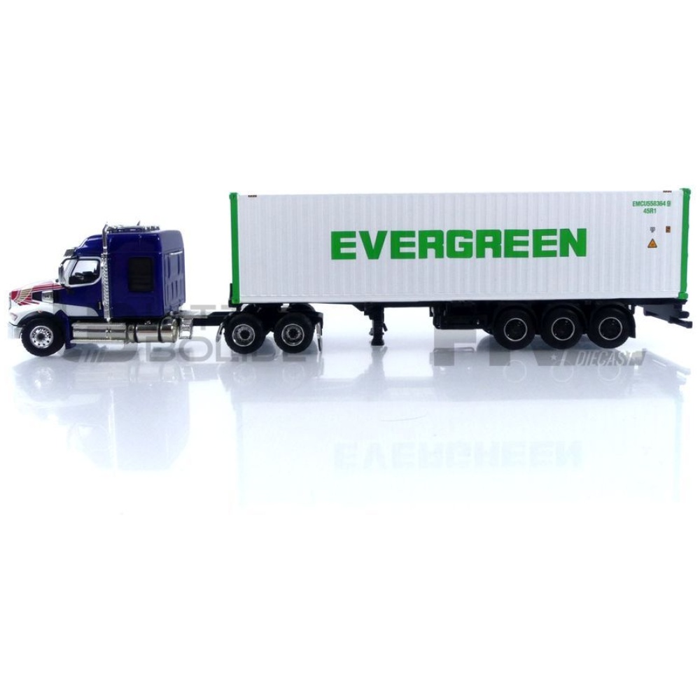 mini gt 64 western star 49x with container 40 ft evergreen road cars utility