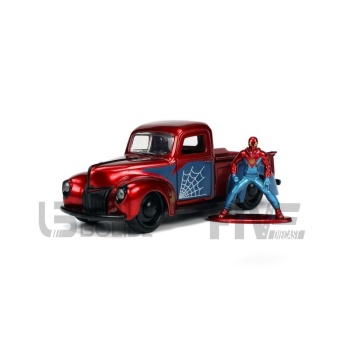 jada toys 32 ford pickup with spider man figure  1941 road cars 4x4 and suv