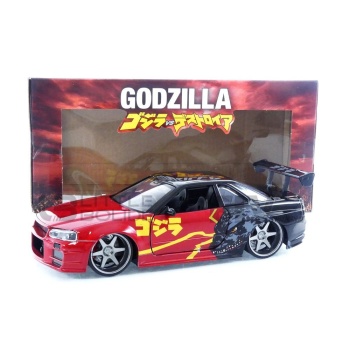 jada toys 24 nissan skyline gtr (r34) godzilla movie and music