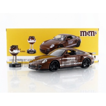 jada toys 24 porsche 911 turbo with m&m's brown figure  2007 movie and music