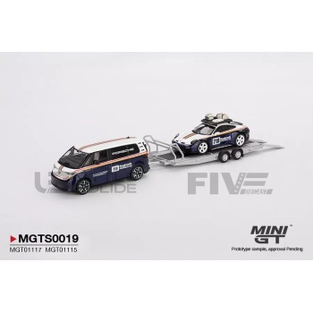 mini gt 64 volkswagen id buzz + porsche 911 dakar 2025 racing cars rallye