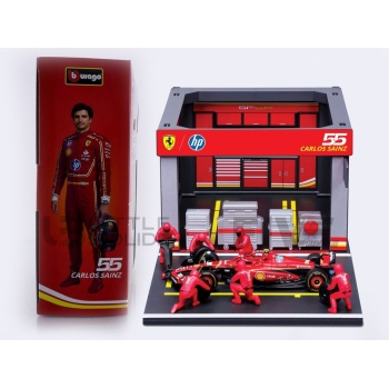 bburago 43 ferrari sf24 pit pass diorama playset 2024 racing cars formula 1
