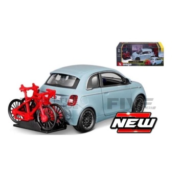 bburago 24 fiat 500e + bike 2020 road cars coupe