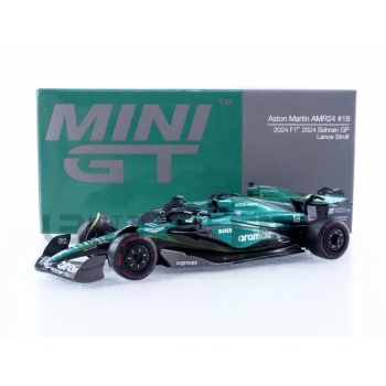 mini gt 64 aston martin amr24 bahrain gp 2024 racing cars formula 1