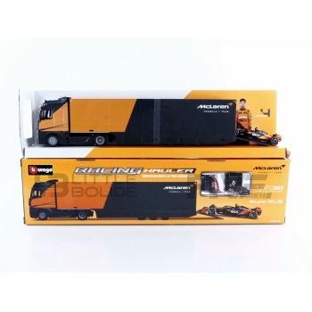 bburago 43 mercedesbenz actros cab mclaren f1 + mcl38 2024 racing cars formula 1