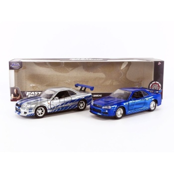 jada toys 32 nissan gtr r34 twin pack fast and furious movie and music